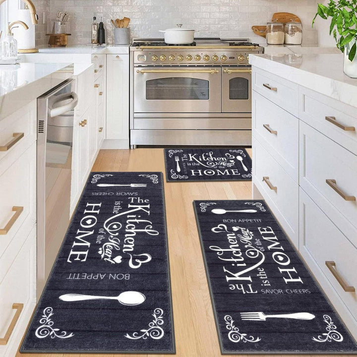 Anti-Fatigue Memory Foam Kitchen Runner and Square Mat Set with Non-Slip Backing Bowlift
