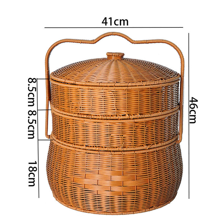 Women's Handcrafted Storage Basket with Lid and Carry Handle Bowlift