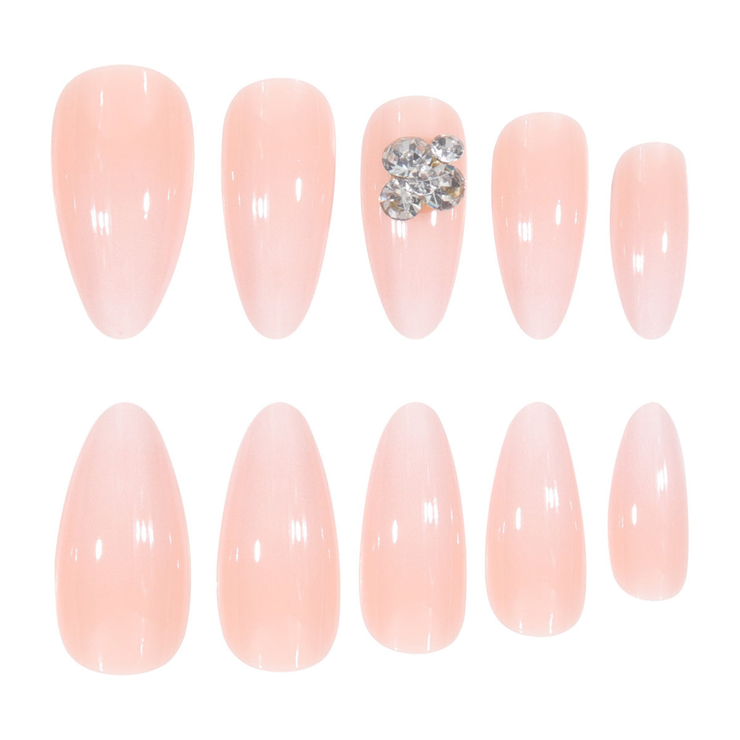 Premium Press-On Nail Set with Elegant Rhinestone Accents Bowlift