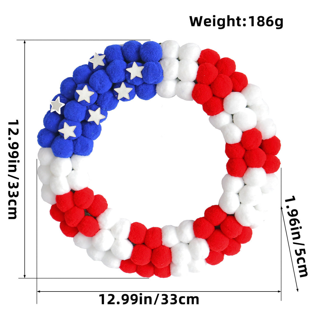 Unisex nan patriotic pom pom front door wreath with star embellishments Bowlift
