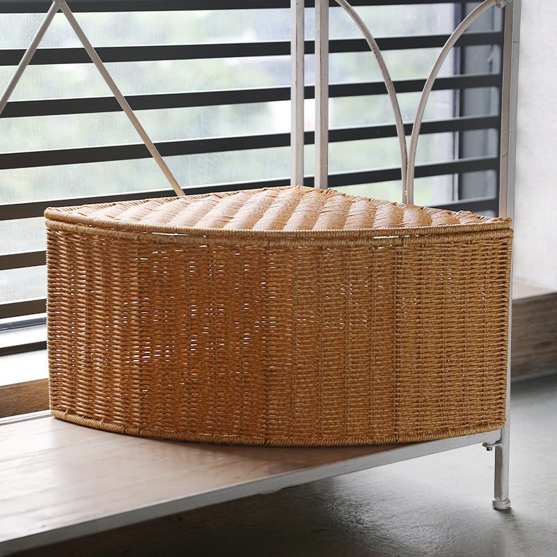 Corner Woven Storage Basket with Lid Bowlift