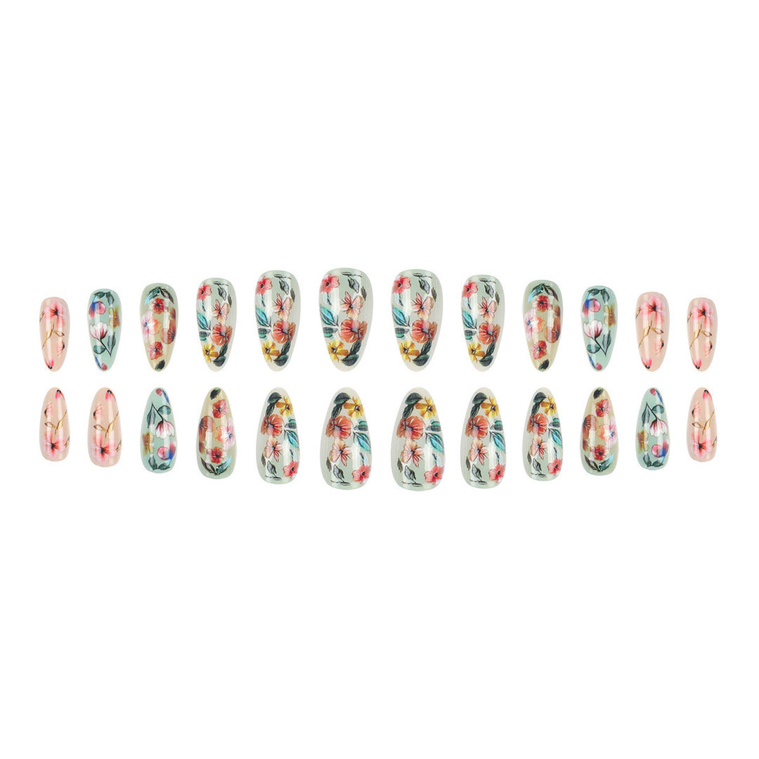 Floral Stiletto Press-On Nails Bowlift