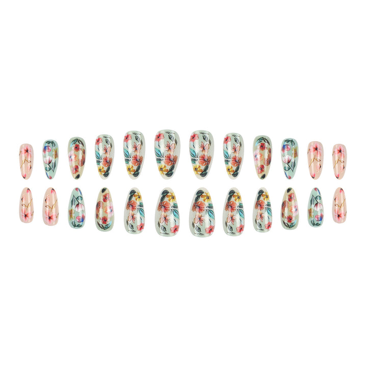 Floral Stiletto Press-On Nails Bowlift