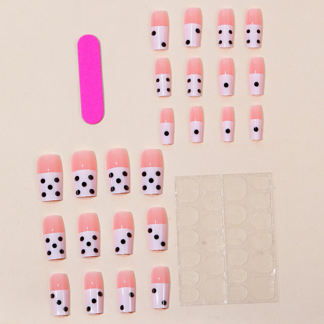 Decorative Polka Dot French Tip Nail Extensions Bowlift