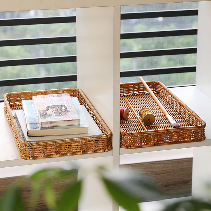 Unisex Rectangular Serving Basket made of handwoven natural material Bowlift