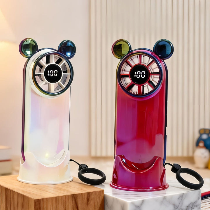 Women Portable Mini Fan with LCD Display Bowlift