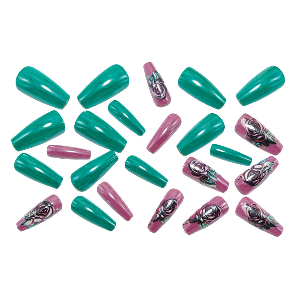 Artificial nails with elegant rose design Bowlift