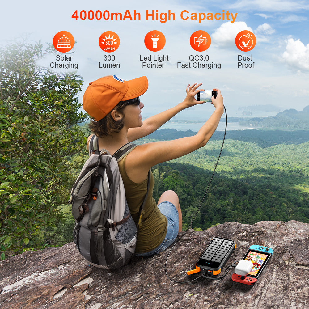 Multifunctional Solar Power Bank with LED Flashlight Bowlift