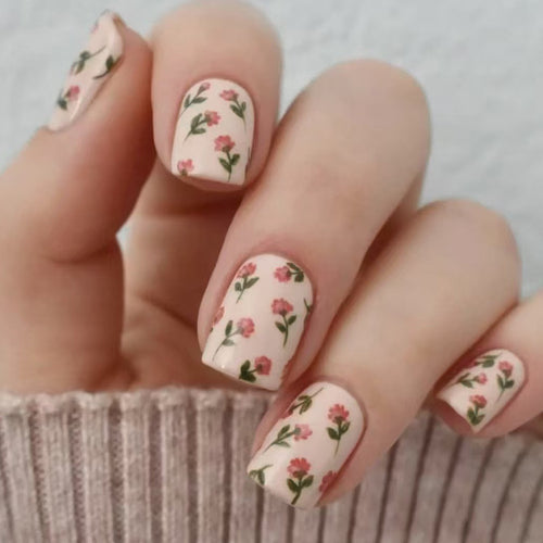 Floral Print Press-On Nail Art Bowlift