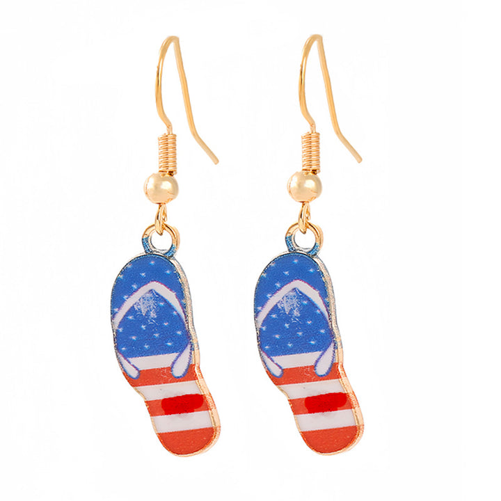 Women's nan patriotic horseshoe enamel dangle earrings with star-accented design and fishhook findings Bowlift