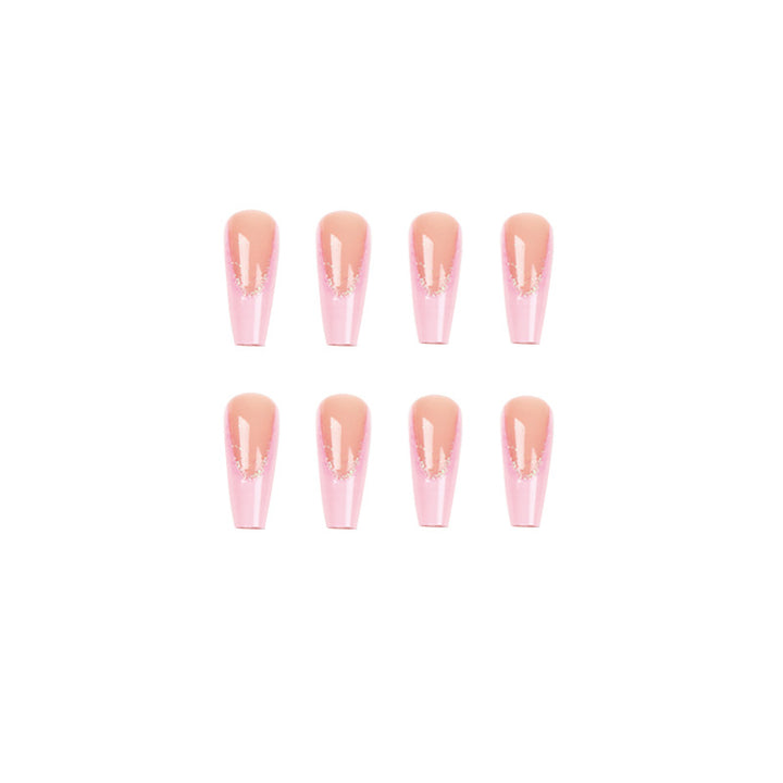 Artificial nail extensions with glitter decoration Bowlift