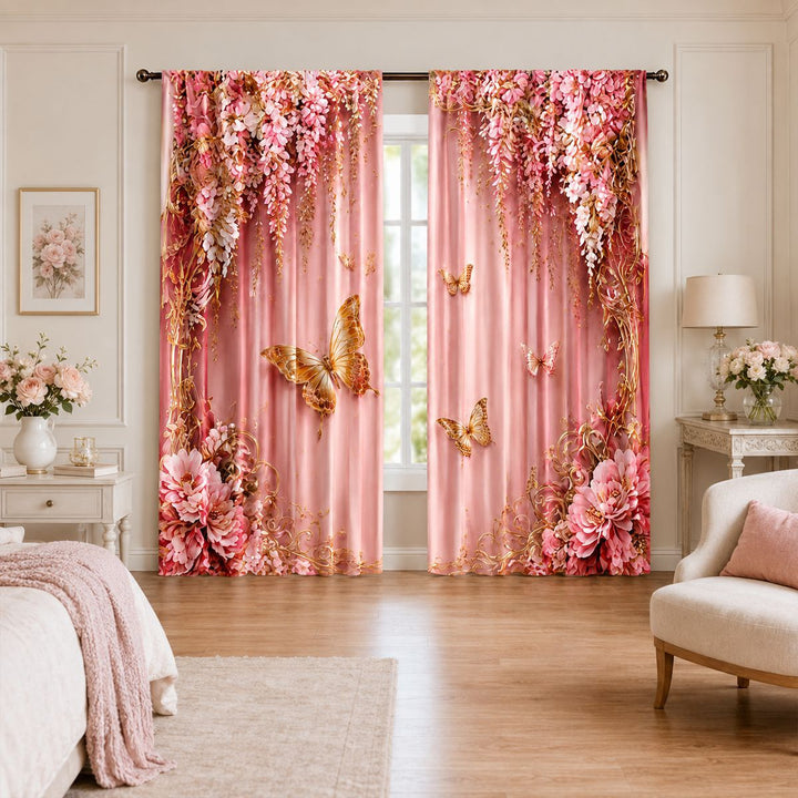 Floral Patterned Window Curtains