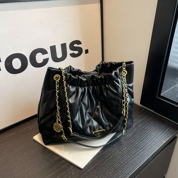 Quilted Chain-Handle Shoulder Bag Bowlift