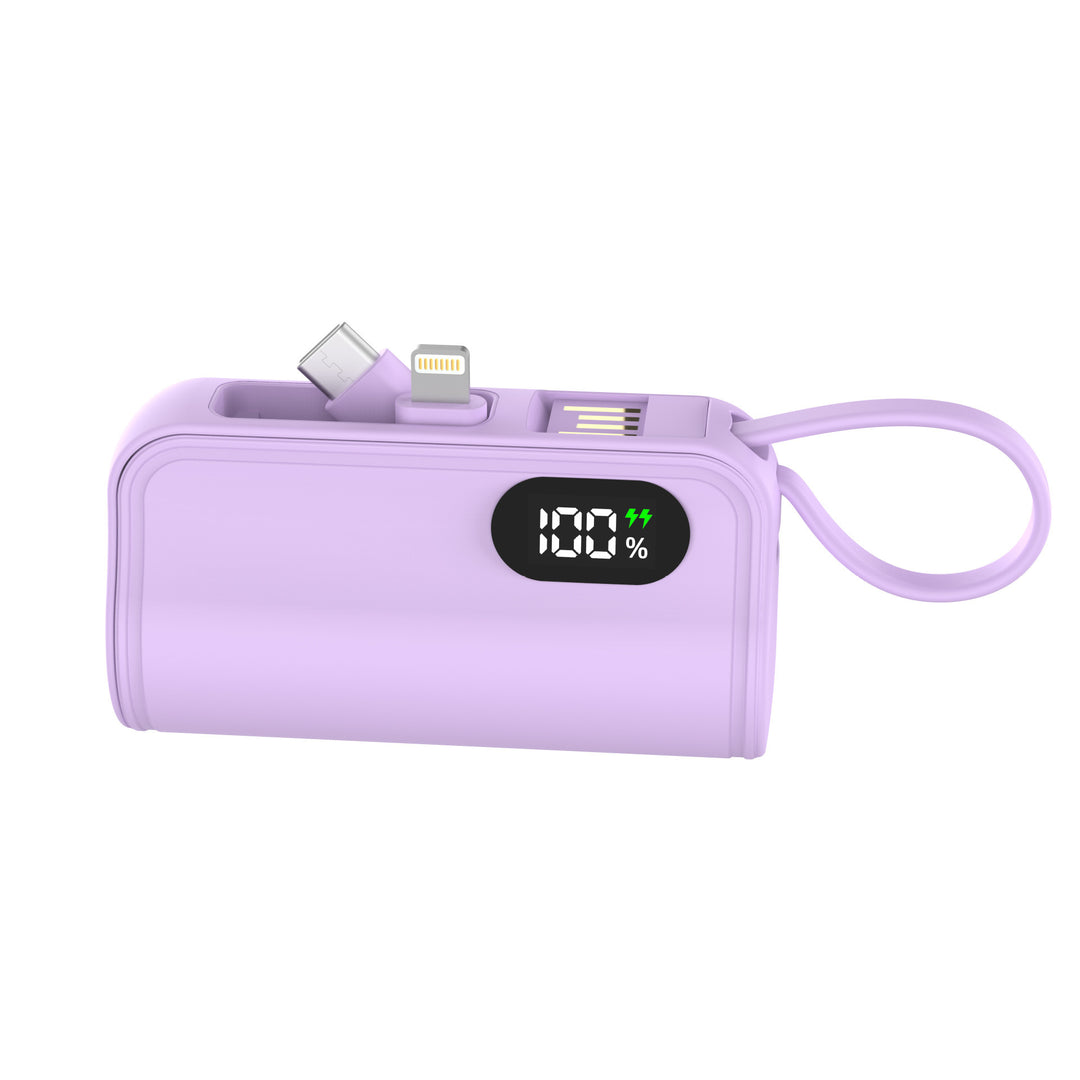 Portable power bank with integrated charging cable and digital capacity display Bowlift