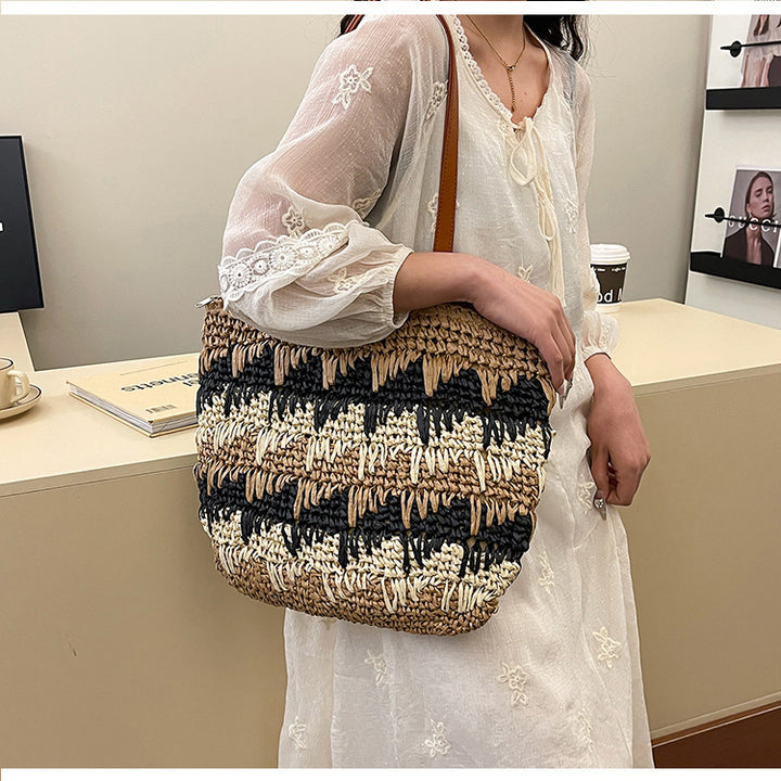 Woven Natural Material Handbag Bowlift