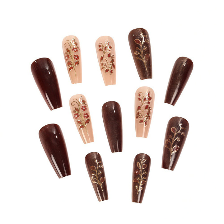 Artificial nails with elegant floral decorations Bowlift