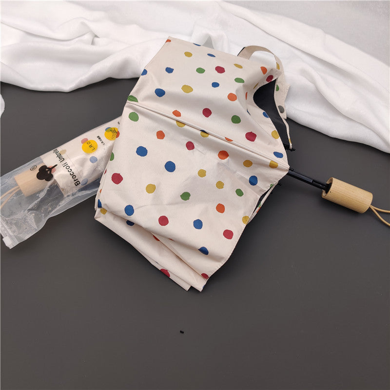 Women's Folding Umbrella with Colorful Polka Dot Design Bowlift