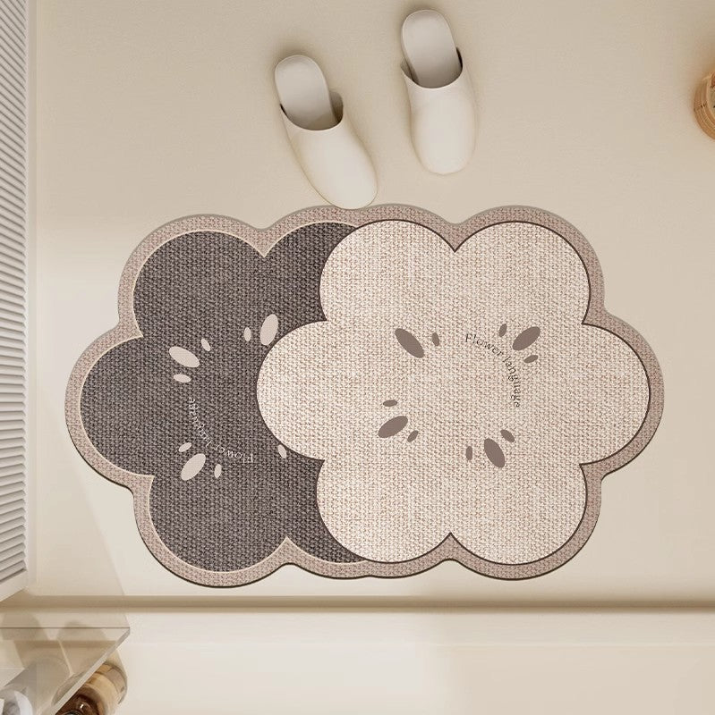 Floral-Themed Bathroom Mat