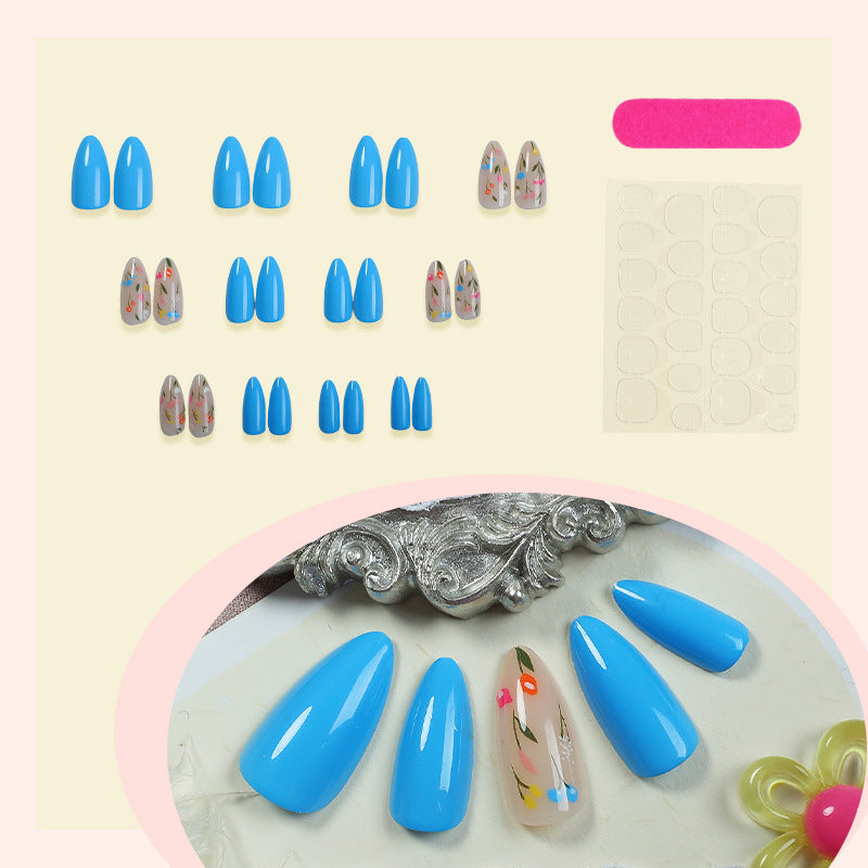 Detailed Floral Design Press-On Nail Set Bowlift