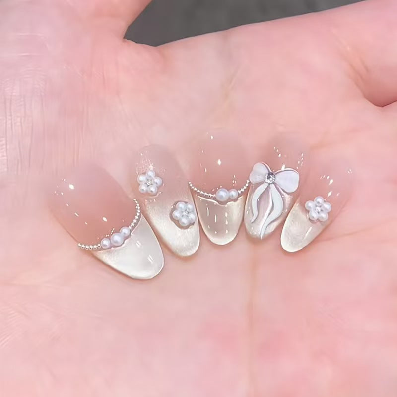 Decorative Long Stiletto Press-On Nails with Floral Designs Bowlift