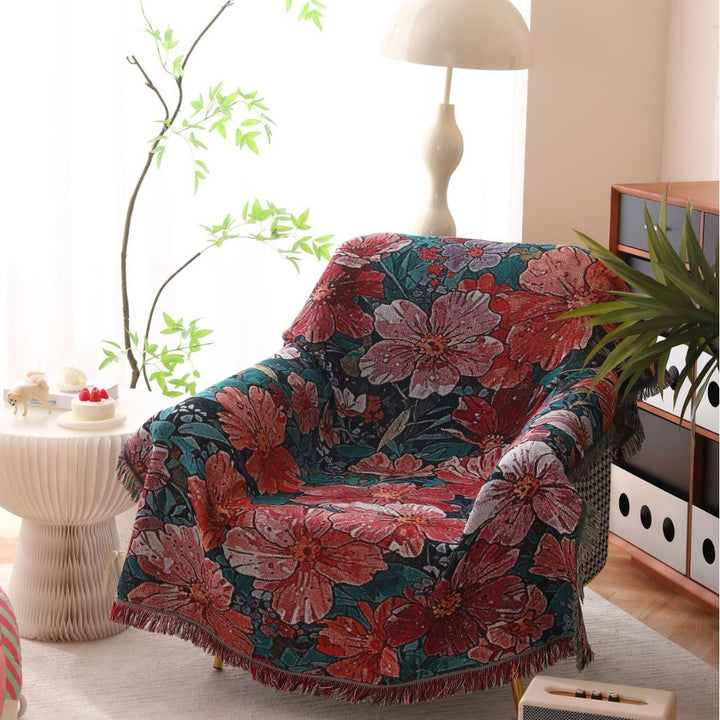 Floral Print Woven Throw Blanket