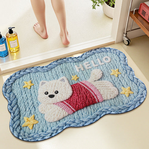 Adorable Embroidered Bear Bath Mat Bowlift