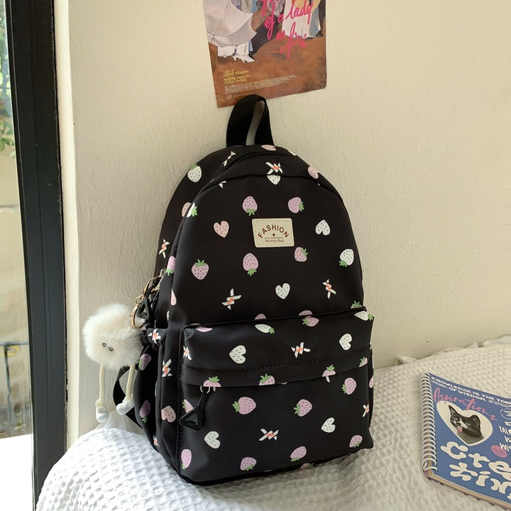 Playful Strawberry Print Backpack
