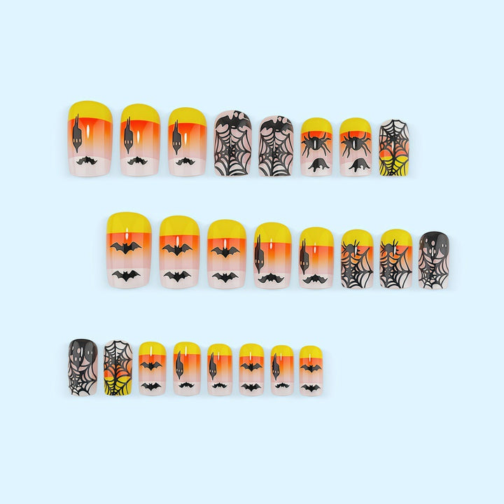 Creative Halloween-style artificial nails with spider and bat designs Bowlift
