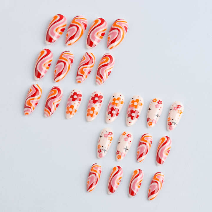 Retro Floral Nail Art Design Bowlift