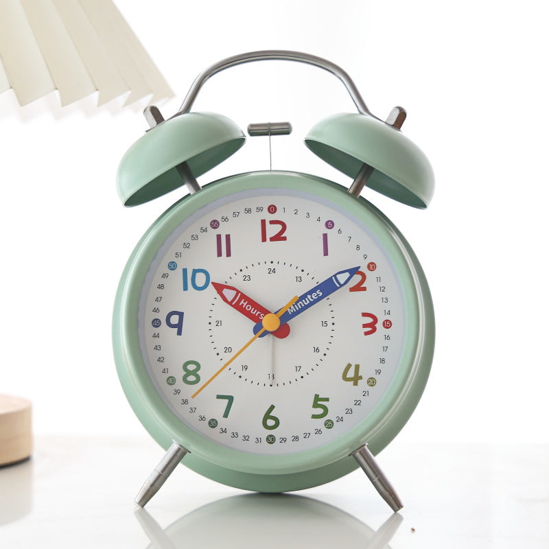 Learning clock with double bell mechanism Bowlift