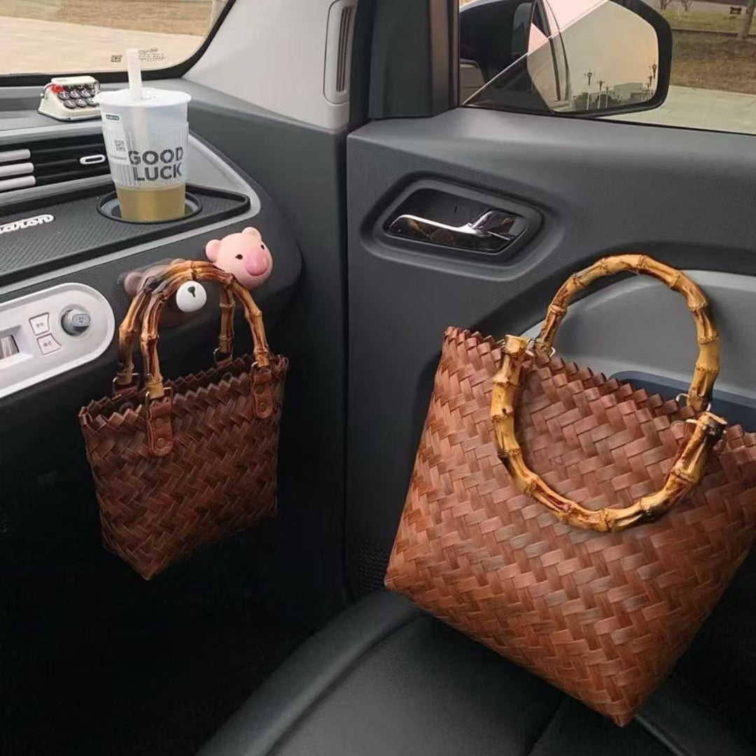 Handwoven basket bag with bamboo handles Bowlift