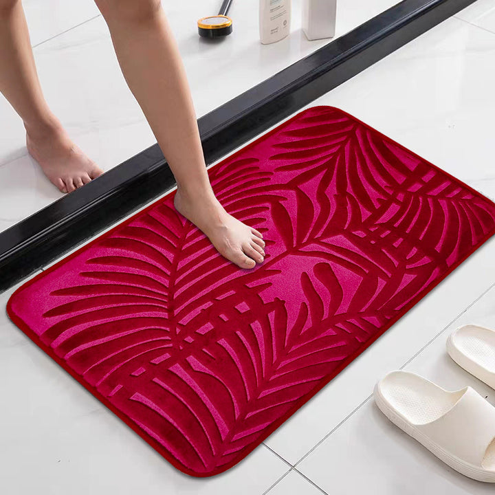 Tropical Leaf Design Memory Foam Bath Mat Bowlift