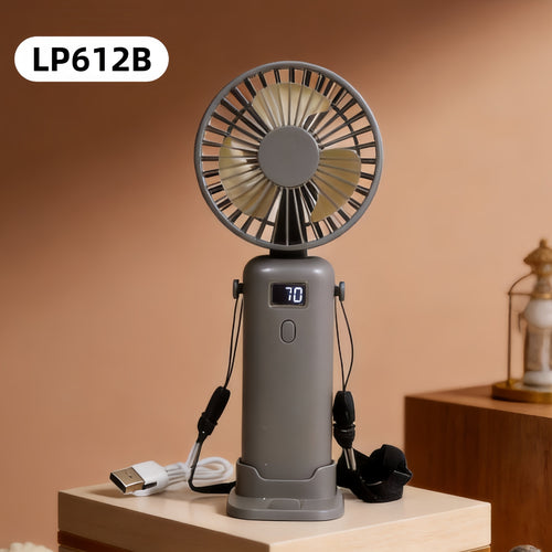 Women Portable Handheld Fan with LED Display and USB Connection Bowlift