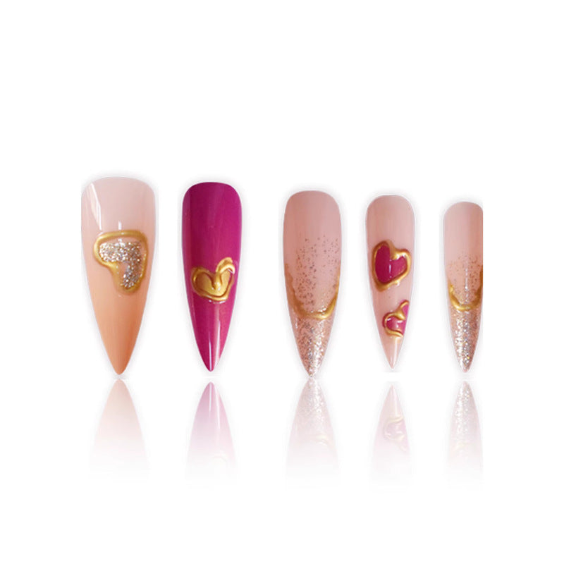 Heart-Shaped Decorative Press-On Nails Bowlift