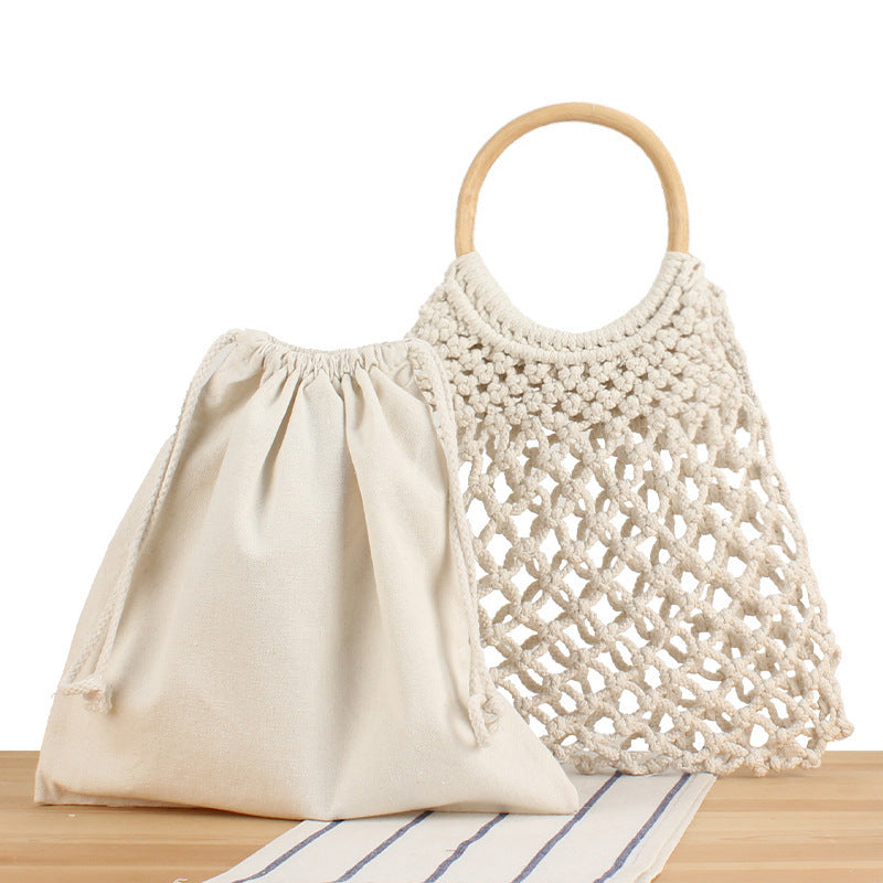 Fashionable macrame handbag with inner pocket Bowlift