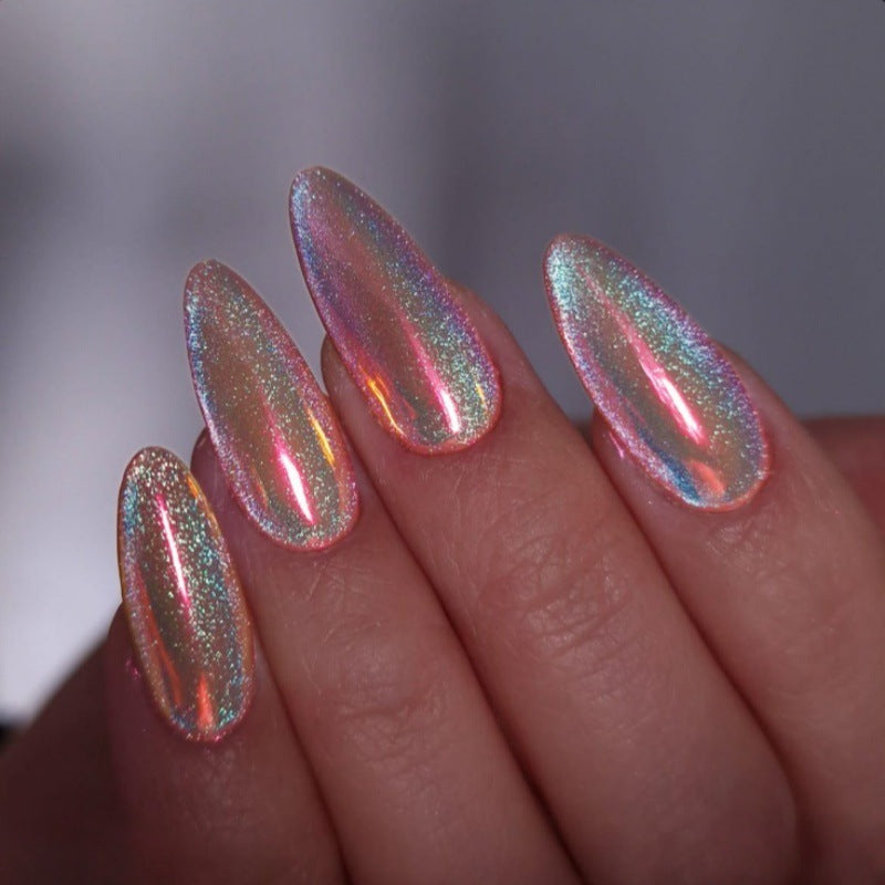 Iridescent Glossy Press-On Nail Set Bowlift