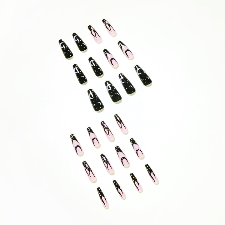 Artistic Nail Extensions with Creative Design and Glittering Accents Bowlift