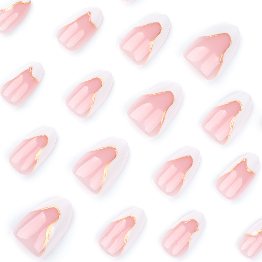 Elegant artificial nails with gold accents Bowlift