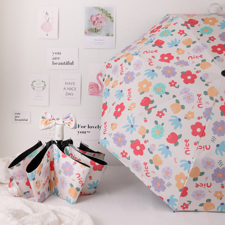 Ladies Rainbow Colored Folding Umbrellas Bowlift