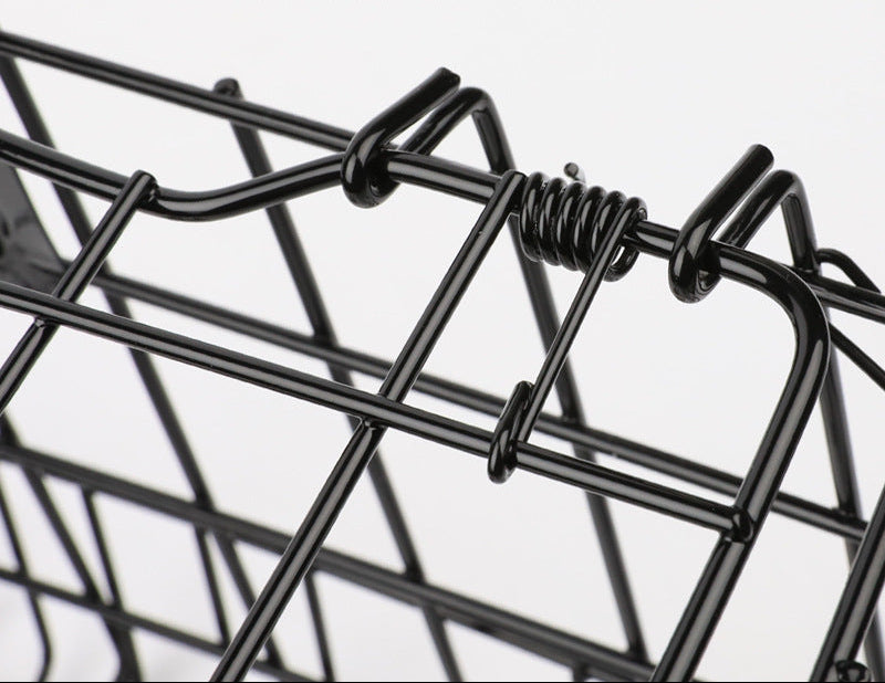 foldable steel wire rear bike cargo basket with adjustable quick-release hooks Bowlift