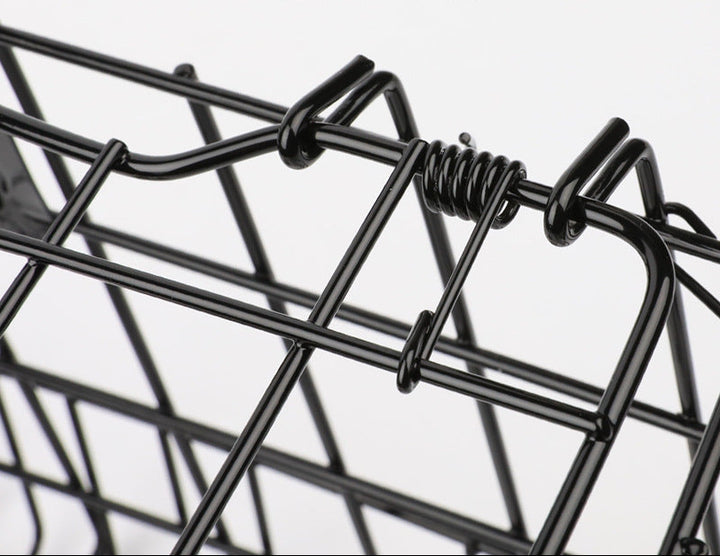foldable steel wire rear bike cargo basket with adjustable quick-release hooks Bowlift