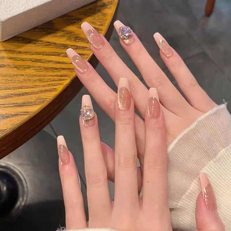 Glamorous Acrylic Press-On Nail Set with Decorative Designs Bowlift