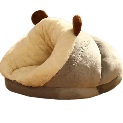 Plush Animal-Themed Hideaway Bed  Dog Bed