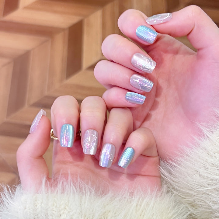 Artistic Nail Tips with Floral Design Bowlift