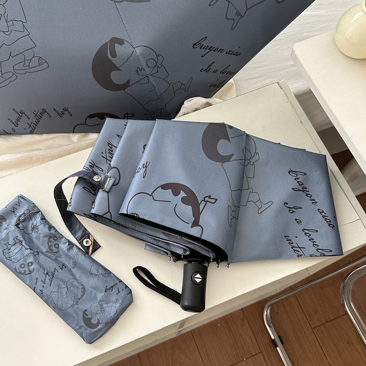 Women's Automatic Umbrella with Creative Comic Design Bowlift