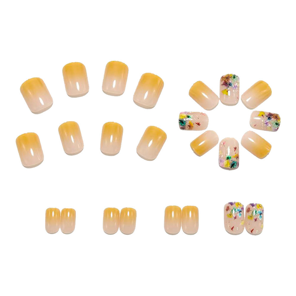 Artificial nails with floral design and glitter accents Bowlift