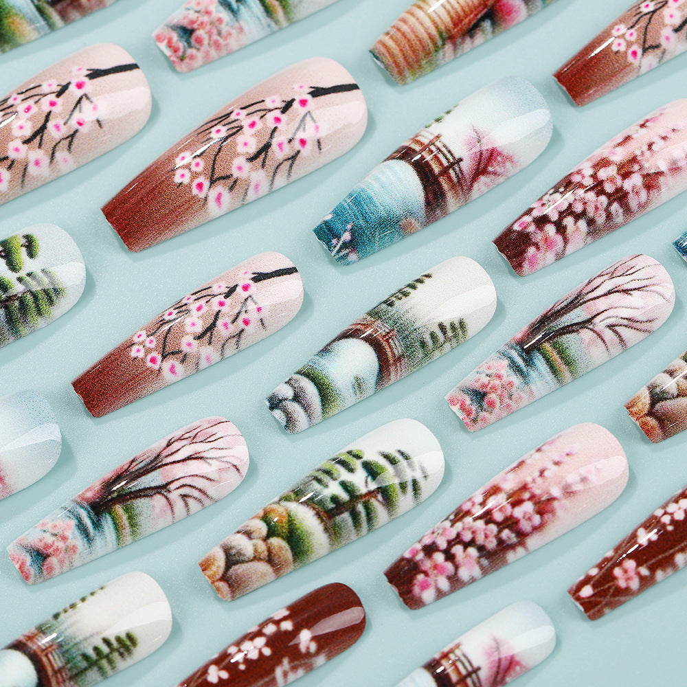 Creative artificial nails in Asian Cherry Blossom Design Bowlift