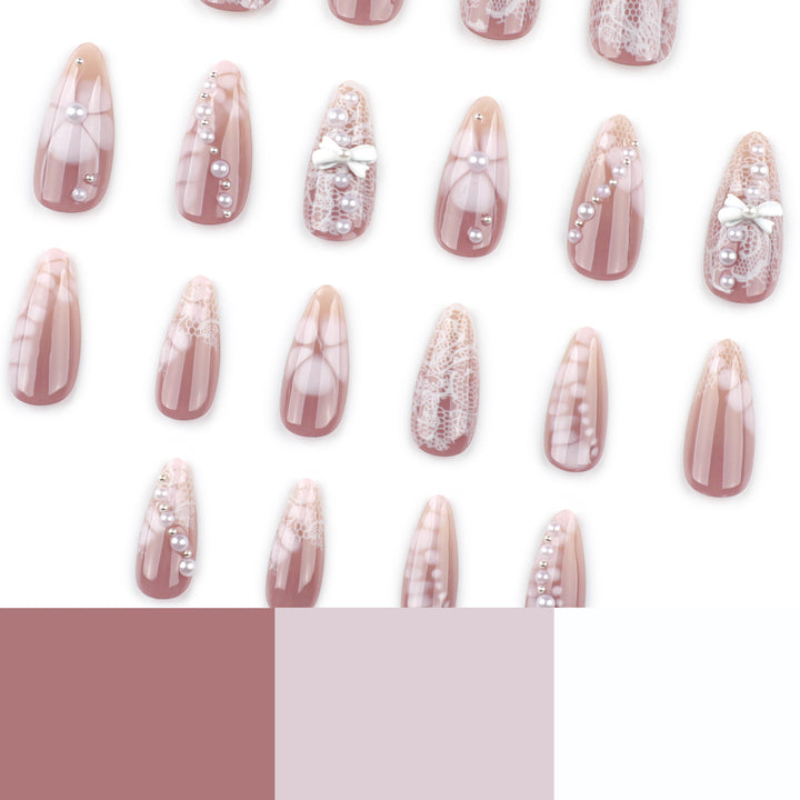 Artful Nail Extensions with Delicate Accents Bowlift