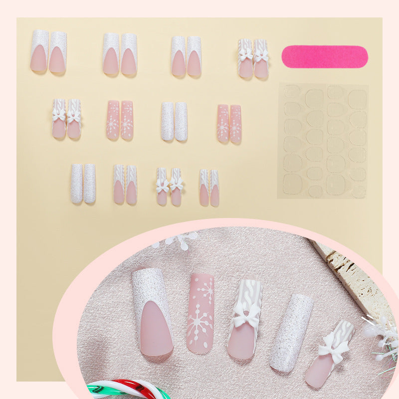 Decorative Press-On Nail Set with Elegant Designs Bowlift