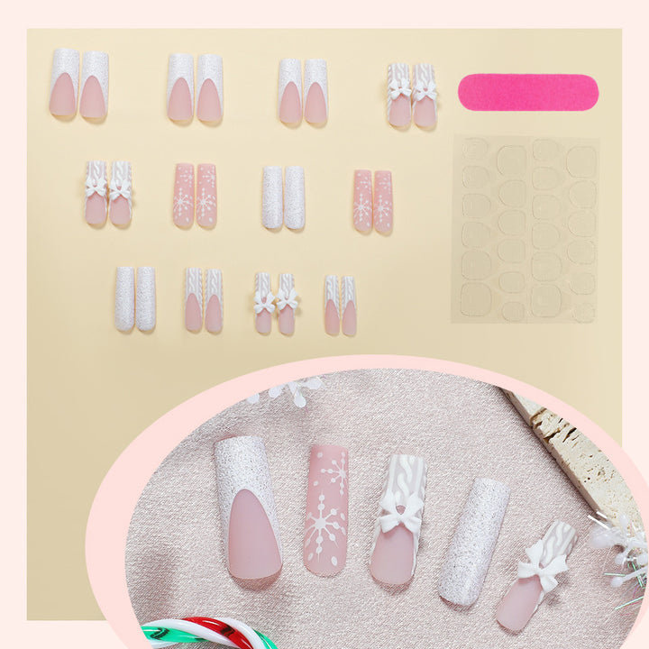 Decorative Press-On Nail Set with Elegant Designs Bowlift